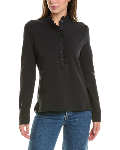 Brooks Brothers Ruffle Henley Shirt In Black