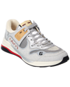 Gucci Ultrapace Glitter Leather & Mesh Sneaker In Silver