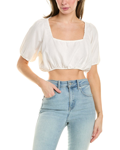 Weworewhat Square Neck Linen-blend Crop Top In White