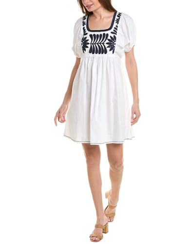 Bella Tu Embroidered Linen Mini Dress In White