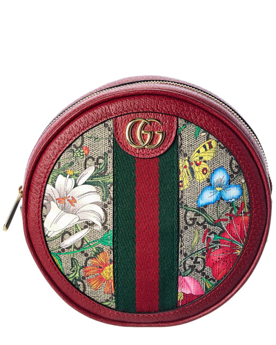 Gucci Ophidia Supreme Gg Canvas Floral Round Backpack With Red Trim