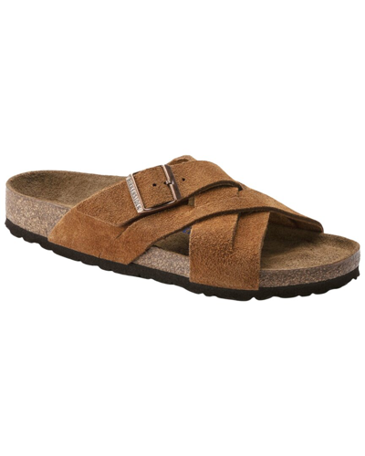 Birkenstock Lugano Soft Footbed Suede Sandal In Brown