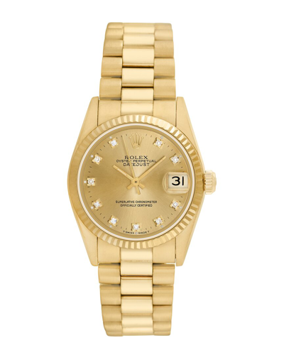 Rolex Midsize President Diamond Watch In Gold