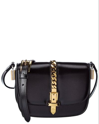 Gucci Sylvie 1969 Mini Leather Shoulder Bag In Black
