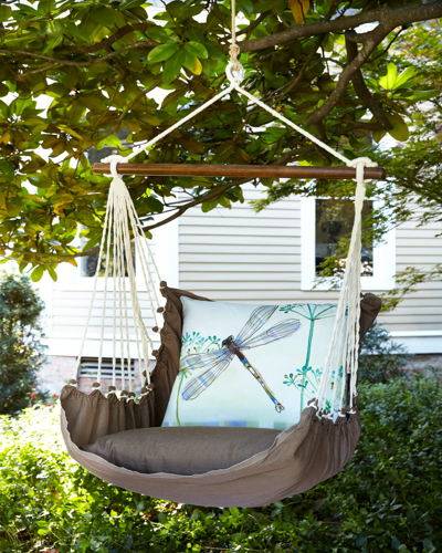 Magnolia Casual Swing With Dragonfly Pillow In Brown/blue