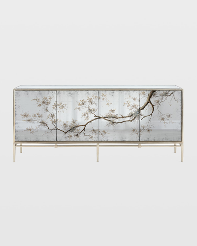 John-richard Collection Falling Branch Eglomise Console In Silver