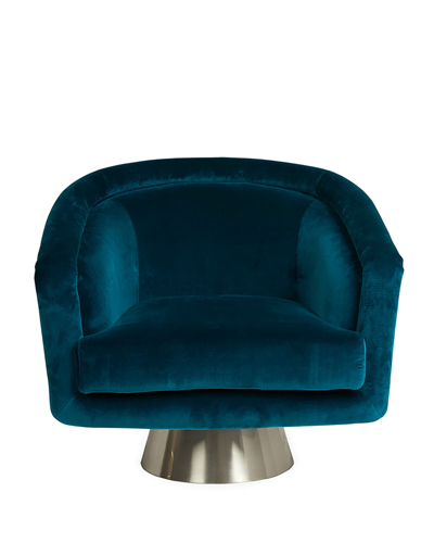 Jonathan Adler Bacharach Swivel Chair In Blue