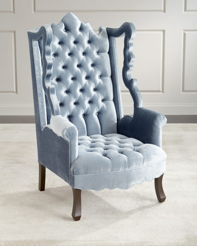 Haute House Isabella Tufted Velvet Cut-out Wing Chair In Blue