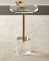 JOHN-RICHARD COLLECTION BRASS AND ACRYLIC MARTINI SIDE TABLE