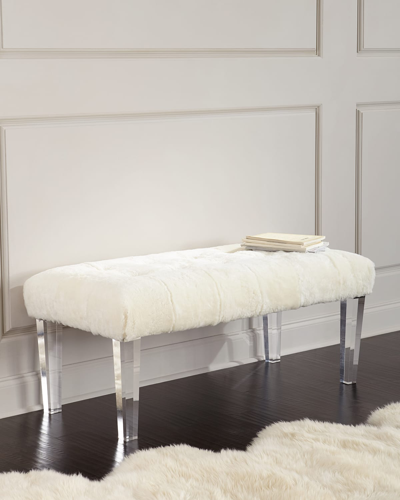 Massoud Jaselyn Shearling Bench, Ivory In White