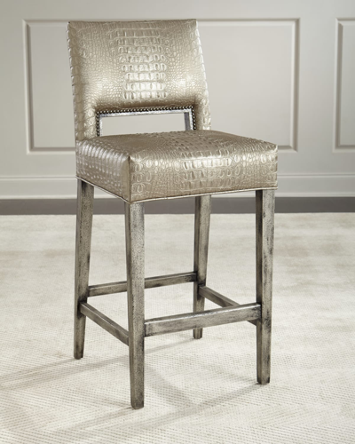 Old Hickory Tannery Valerian Bar Stool In Silver