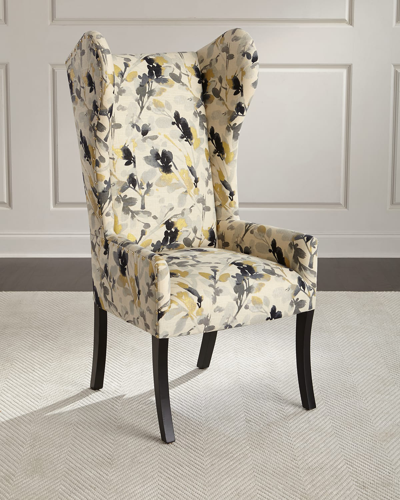 Peninsula Home Collection Maha Sapphire Wingback Chair In Ivory