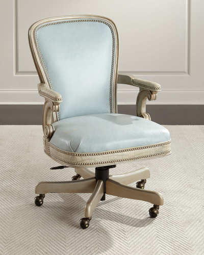 Massoud Lilly Leather Office Chair In Blue