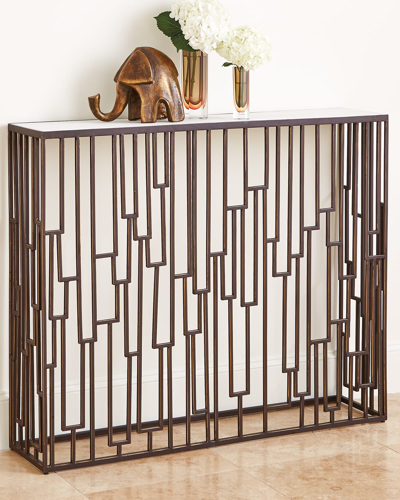 Global Views Argento Marble Entry Table In White/brown