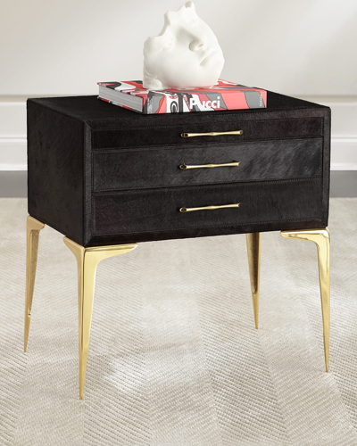 Global Views Kensington Hairhide Side Table In Black