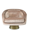 Jonathan Adler Bacharach Velvet Swivel Chair In Champagne