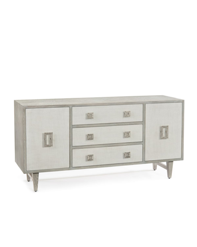 John-richard Collection Kerri Linen Front Console In White/gray