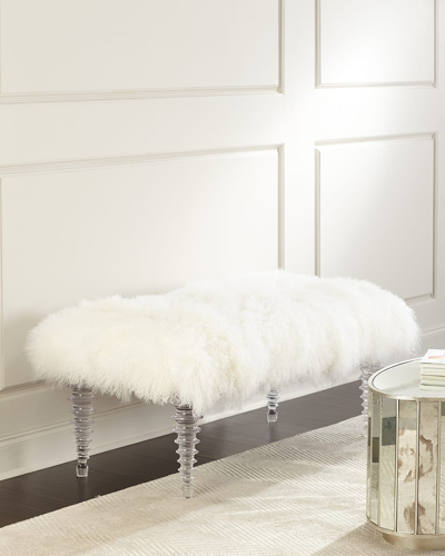 Massoud Kizzy Tibetan Sheepskin Bench In White