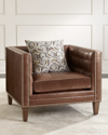 Massoud Jagger Tufted Leather Chair In Brown