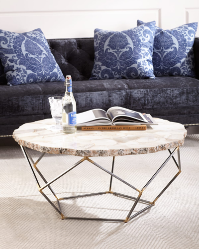 Palecek Loren Fossilized Clam Coffee Table In White