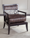 Massoud Serpent Greek Key Accent Chair In Medium Brown