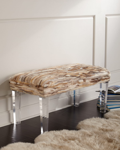 Massoud Leta Mink And Acrylic Bench In Brown