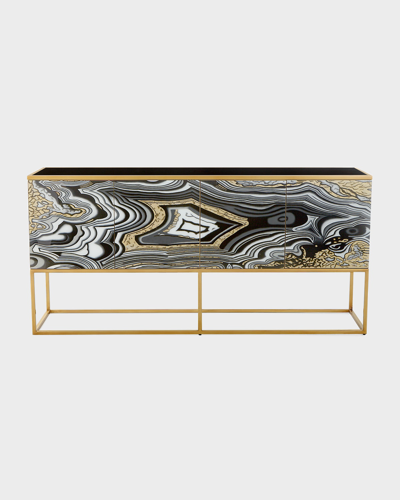 John-richard Collection Nicola Painted-agate Console In Black