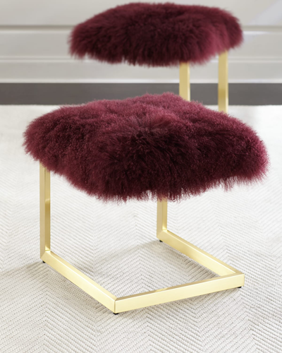Massoud Hildy Tibetan Lamb Ottoman In Wine