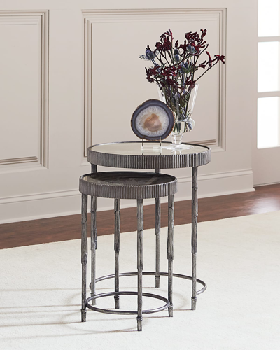 Hooker Furniture Mark Antiqued Mirrored Nesting Tables In Gray