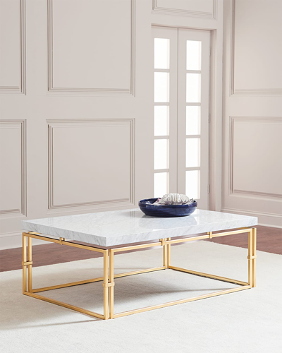 John-richard Collection Calabria Marble-top Coffee Table In White Marble/gold