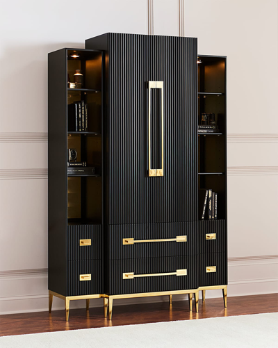 John-richard Collection Ebony Satin Tall Cabinet In Black