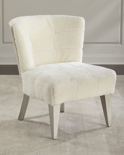 Massoud Paulette Shearling Accent Chair In White