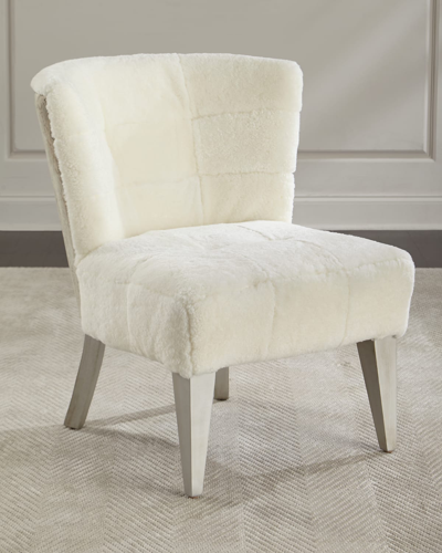 Massoud Paulette Shearling Accent Chair In Ivory