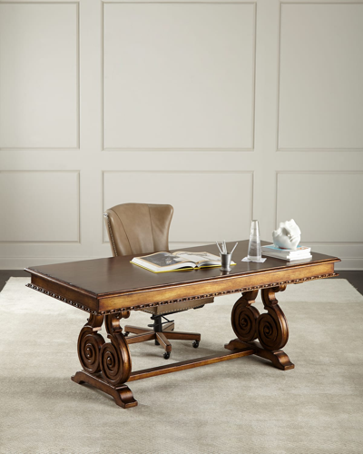 Peninsula Home Collection Kimberly Ornate Writing Desk In Dark Brown