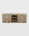 Peninsula Home Collection Gwen Carved Entertainment Console In Light Brown