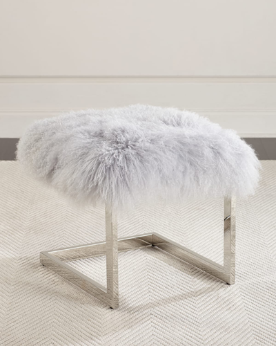 Massoud Ariana Sheepskin Ottoman In Silver