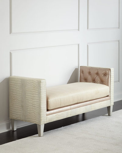 Massoud Justus Leather Bench In Champagne