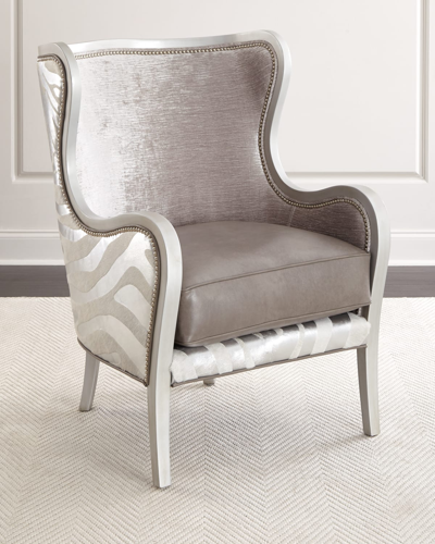 Massoud Diana Wing Chair In Silver