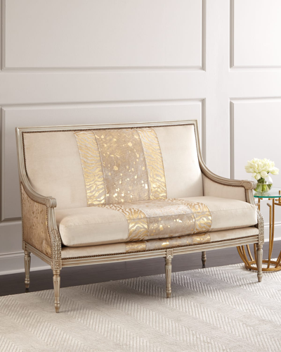Massoud Geovanna Colorblock Settee In Champagne