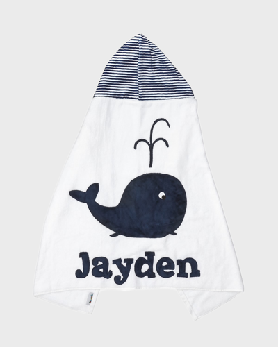Boogie Baby Personalized Whale Hooded Towel, White