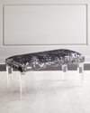 Massoud Kofi Hairhide Bench, 60" In Black/silver