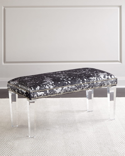 Massoud Kofi Hairhide Bench, 60" In Black/silver