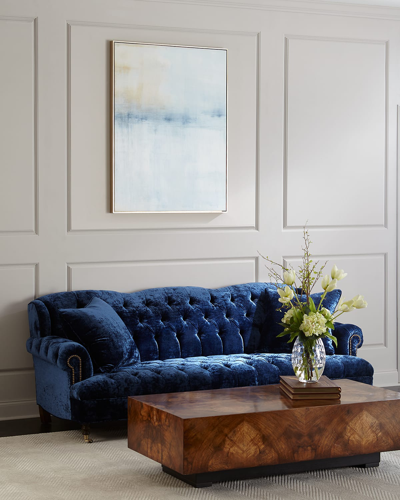 Haute House Divine Tufted Crushed Velvet Sofa 77" In Blue