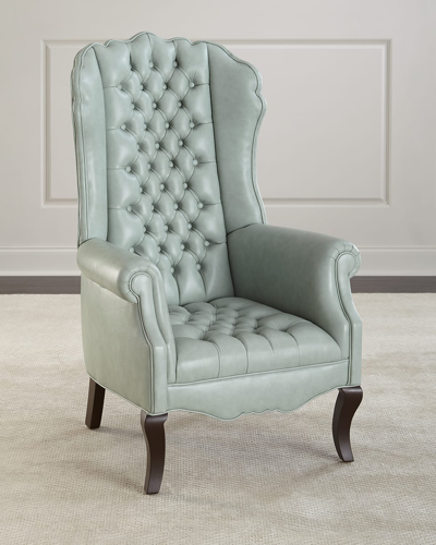 Haute House Ariel Leather Tufted Accent Chair In Aqua