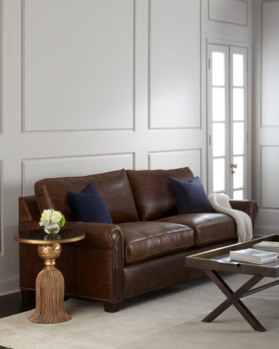 Massoud Shields Leather Sleeper Sofa In Brown