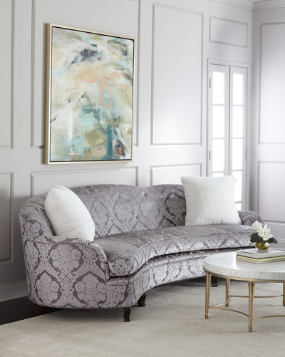 Haute House L'amour Damask Sofa 118" In Silver