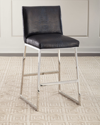 Massoud Adrift Leather Bar Stool In Navy