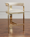 Interlude Home Darla Brass And Leather Bar Stool In Gold