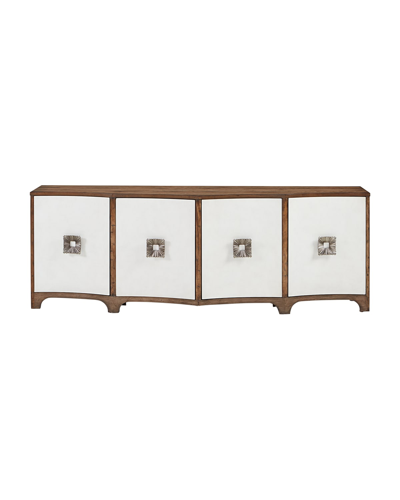 Hooker Furniture Oliver Leather Door Front Console In Brown/white