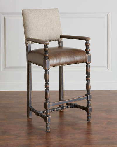 Hooker Furniture Casella Leather Bar Stool In Brown